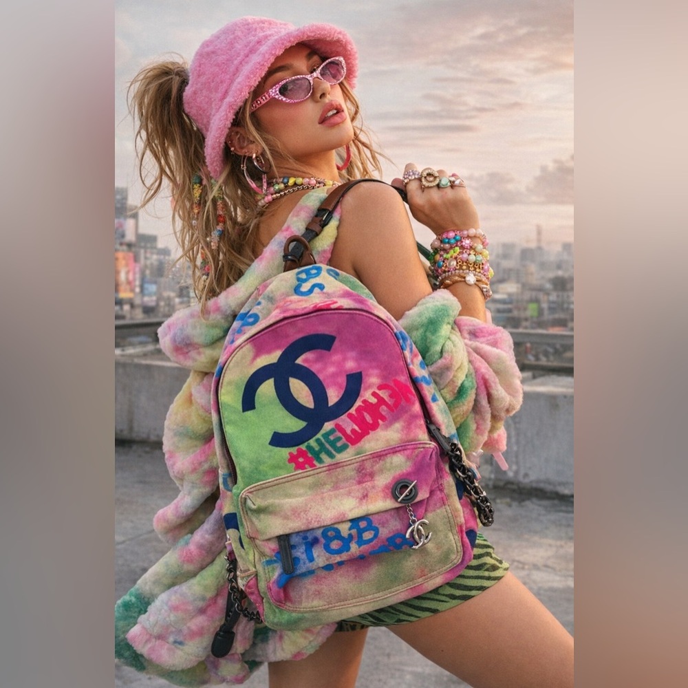 DESIGNER MULTICOLOR TIE-DYE CANVAS BACKPACK